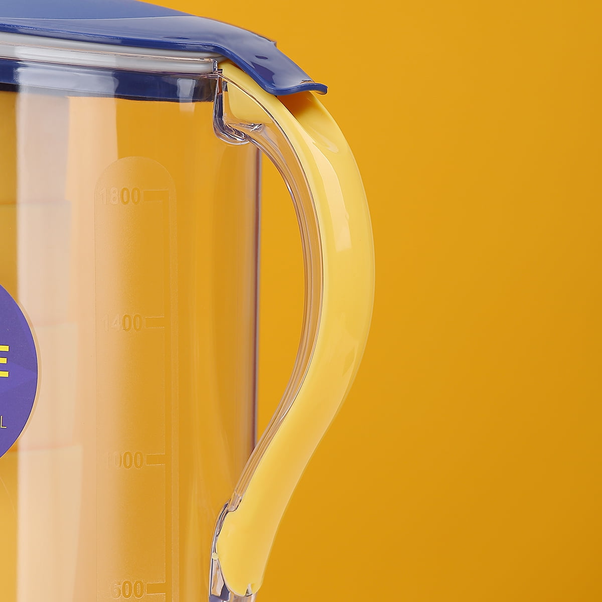 ReaNea Plastic Water Pitcher with Lid 71 oz and 4 Cups, Great for Juice, Milk, Beverage Cold Tea, Iced Tea (Yellow)