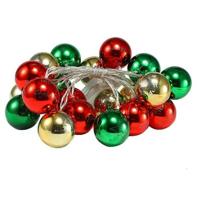 Cadena de luces navideñas, 10 pies, 20 LED, funciona con pilas, decoración interior, bolas de luces navideñas para decoración de fiestas navideñas