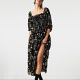 thumbnail image 3 of Vestido estampado floral para mujer Vestido largo fluido y suelto informal Ygjytge Negro T L para Mujer, 3 of 5