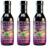 Keli's Sauces Low Sodium Ginger-Garlic Vegan & Gluten Free Kid Friendly Teriyaki Sauce, Flavorful Hawaiian Teriyaki Glaze and BBQ Sauce- Made with Gluten Free Soy Sauce -15 oz (Pack of 3)