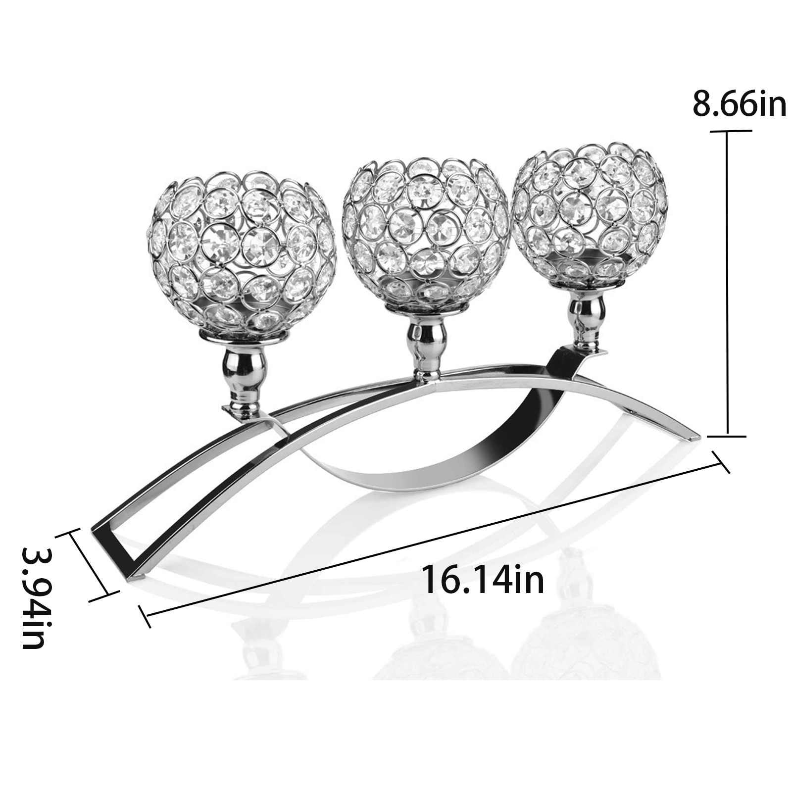 Floleo Crystal Candle Holders 3 Wick Gold Centerpiece Table Decorations For Dining Room Living Room Bling Votive Tealight Candle Holder Coffee Dining Table Centerpiece Decor Christmas Decorations