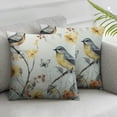 thumbnail image 3 of Acheng  Throw Pillow Covers, Grey Sparrows Print Soft Touch Accent Cushion Covers with Piped Edge,Square Pillowcase for Sofa Living Room,Set of 2 White(Two  Sides Print) 24x24in, 3 of 7