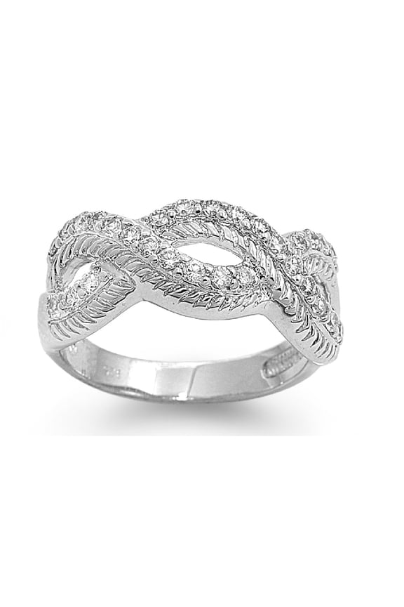 Infinity Swirl Pave Cubic Zirconia Ring Sterling Silver 925