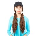 thumbnail image 5 of 20" Curly Baseball Cap With Hair Curly Long Wavy Corn Wave Hairpiece With Baseball Hat Attached Adjustable Cap Synthetic Yaki Hair for Girls Women (Black/Brown), 5 of 7