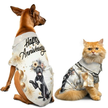 Happy Anniversary Cane Corso Celebrates Wedding Love Family Party Hawaiian Summer Shirt for Small Medium Large Dog Cat Italian Mastiff Dog Lover Gifts Idea - 01015
