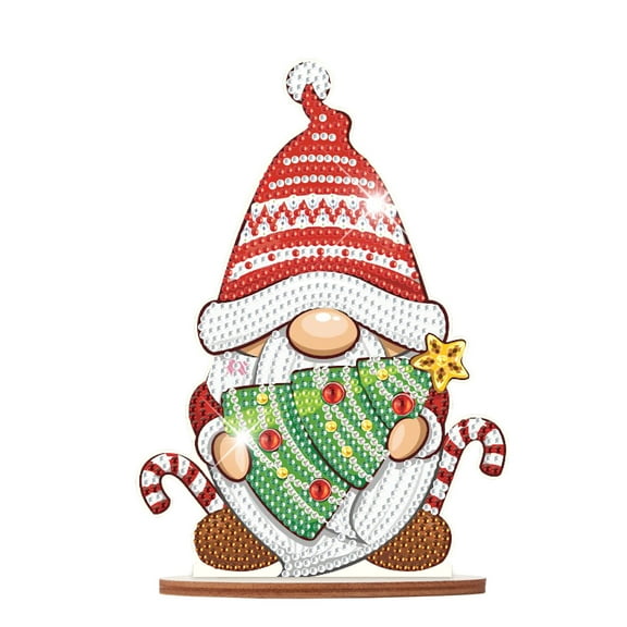 Diamond Art Painting Kit, Christmas Tree Gnomes DIY Desktop Decoration Diamond Art Ornament, Special Shape Diamonds for Decorating Home Office Desktop