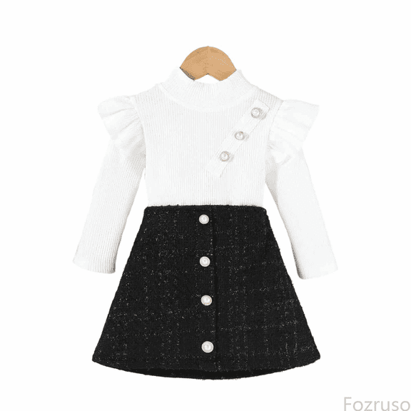 Fozruso Girls Dresses for School Elegant Girls Two Piece Outfit High Neck Sleeveless Top With Classic Short Skirt For Toddlers And Kids Fashion Wear Sizes 2-3 Years