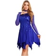 thumbnail image 2 of Haitryli Latin Dance Dress for Women Sequin Tassel Cocktail Dresses Cha Cha Tango Ballroom Dress with Choker Royal Blue M, 2 of 7