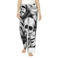 thumbnail image 2 of Goofa Skull and palm leaves Printed Soft Pajama Pants for Women, Wide Leg Comfy Casual Lounge Yoga Pants-Small, 2 of 9