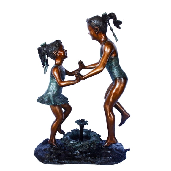 Nifao Dancing Girls Outdoor Fountain Statue, Bronze Garden Water Feature Sculpture for Patio & Yard, 14" x 29" x 38"H