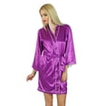thumbnail image 1 of Bimba Women Short Satin Getting Ready Robe Bridesmaid Kimono Sleeve Coverup, 1 of 4