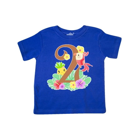 

Inktastic Tropical second birthday party parrot pineapple Gift Toddler Boy or Toddler Girl T-Shirt