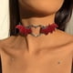 thumbnail image 1 of Collar de gargantilla de cuero estilo punk rojo, collar de gargantilla con cuello de murciélago gótico, collar con personalidad en forma de corazón, collar de Halloween ajustable para mujeres y niñas, 1 of 5