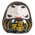 thumbnail image 3 of Muñeca Daruma, figura artesanal, regalo, decoración, multiusos, cerámica blanca. Negro, 3 of 9
