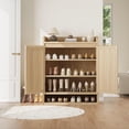 thumbnail image 2 of YUSAZENS Rattan Shoe Cabinet with 2 Doors & Adjustable Shelves - 5-Tier Shoe Storage Organizer for Entryway Hallway Closet Living Room, Natural Oak, 2 of 7