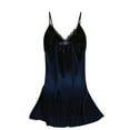 thumbnail image 4 of Bpmpbo Fashion Women Camisole Nightdress Sleeveless Sleepwear Summer Lace V Neck Short Sleepshirts Casual Solid Ice Silk Sleep Dress with Removable Chest pads Adjustable shoulder straps, 4 of 5
