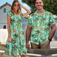 thumbnail image 2 of Yuyamidu Hawaiian Beach Matching Outfits Palm Tree Style Mens Resort Shirts Womens Palm Tree Dress Palm Tree Matching Couples Outfits Tropical V Neck Tiered, 2 of 7