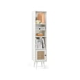 thumbnail image 5 of Rattan Storage Cabinet, 4 Tier Slim Design Wood Cabinet with Doors & Shelves, Natural Rattan Accent Cabinet for Living Room, Bedroom, Entryway - 11.5"x11.5"x54", Black, 5 of 9