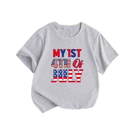 

Rovga Toddler Boy Tee Tops Summer Cartoon Crewneck Printed Childrens Top T Shirt Tops Kids Baby 4Th Of July Summer Short Sleeve Independence Day Boys Tshirts