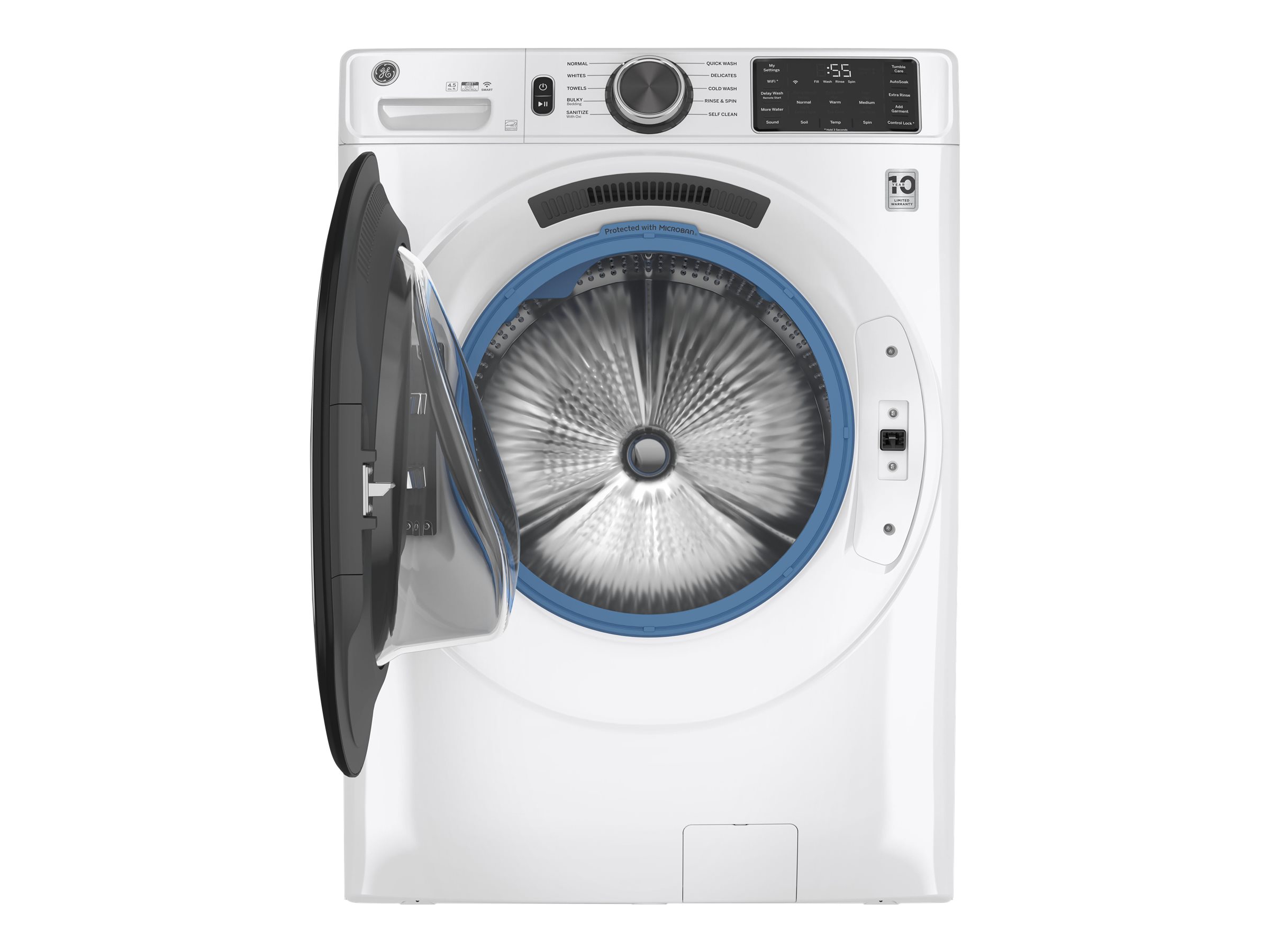 GE GFW510SCNWW - Washing machine - Wi-Fi - width: 28 in - depth: 32 in - height: 39.8 in - front loading - 4.5 cu. ft - 1300 rpm - white