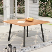 Sophia & William Metal 47" x 47" Patio Outdoor Square Dining Table for 4 with Wood-Look Top