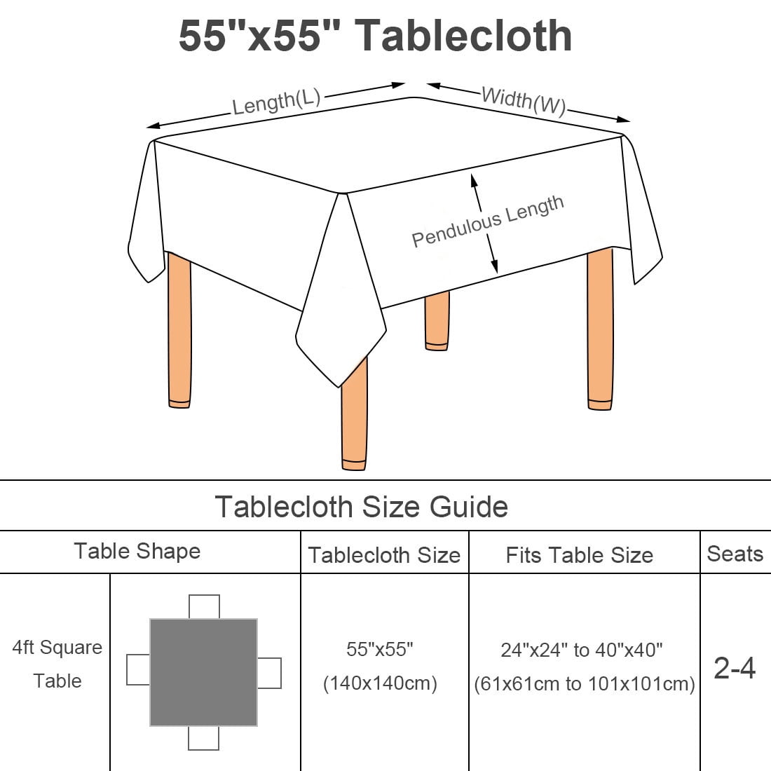 Unique Bargains Square Tablecloth Polyester Table Cover for Wedding Picnic 55" x 55" Red