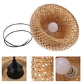 thumbnail image 4 of Plug in Cord Pendant Lamp Wicker Rattan Hanging Light with Bamboo Lampshade, 4 of 8