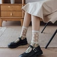 thumbnail image 4 of Zhengup 5 Pairs Women Floral Sheer Sock Elastic See Through Socks Summer Thin Mesh Lace Jacquard Socks Cottagecore Accessories, 4 of 7