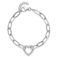 thumbnail image 6 of Auriga Fine Jewelry 925 Sterling Silver Rhodium-plated Paperclip CZ Heart with 1inch ext. Bracelet for Women, 6 of 6