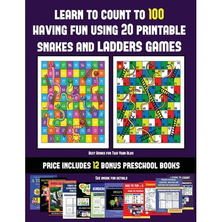 Best Books for Two Year Olds (Learn to count to 100 having fun using 20 printable snakes and ladders games) : A full-color workbook with 20 printable snakes and ladders games for preschool/kindergarten children. The price of this book includes 12 printable PDF kindergarten/preschool