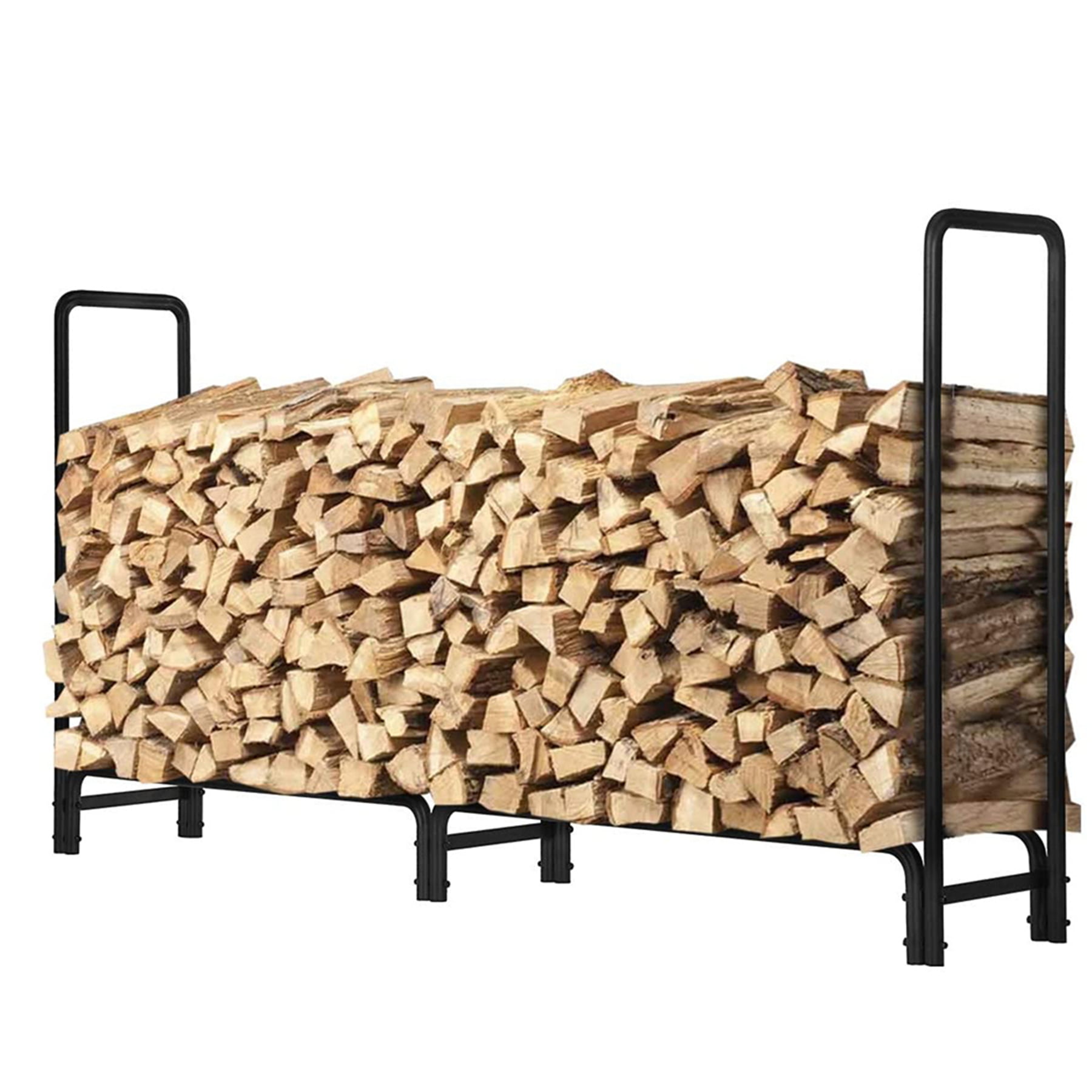 KINGSO 12ft Firewood Rack Outdoor Heavy Duty Log Rack Firewood Storage Rack Holder Steel Tubular Easy Assemble Fire Wood Rack for Patio Deck Adjustable Log Storage Stand for Outdoor Fireplace Tool 