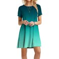 thumbnail image 1 of Nouvelle Robe Dégradée Teinture sur Nœuds pour Femmes, Col Rond, Manches Courtes, Robe Midi, Décontractée, Simple, T-Shirt Ample, 1 of 4