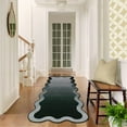 thumbnail image 2 of Garvee 2'x6' Scalloped Runner Rugs Modern Abstract Washable Rug, Neutral Farmhouse Carpet Non-Slip Low Pile Indoor Rug for Hallway Bedroom Kitchen, Black, 2 of 7