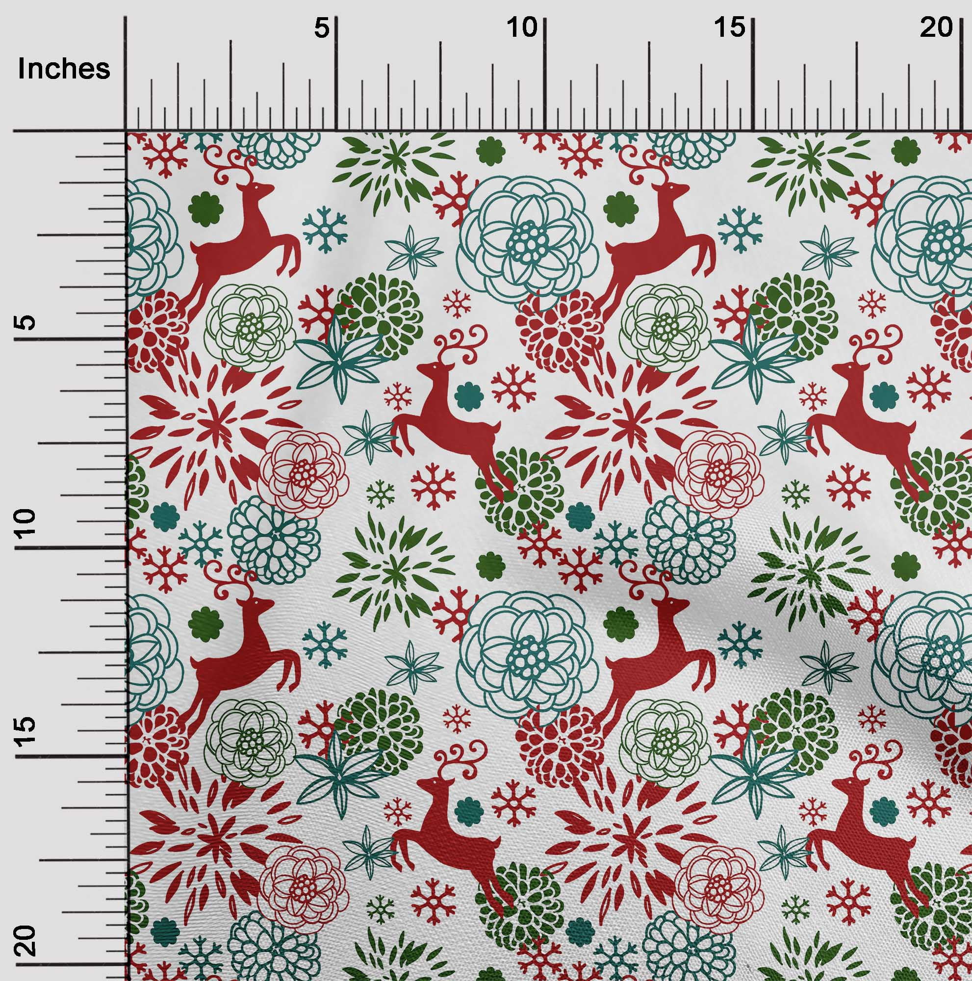 oneOone Polyester Lycra White Fabric Christmas Quilting Supplies Print Sewing Fabric By The Yard 56 Inch Wide