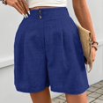 thumbnail image 5 of Shorts High Waisted Pleated Lightweight Casual Summer Trendy 2026 Work Trouser Shorts with Pockets Royal Blue L, 5 of 6