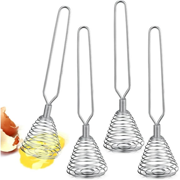 LQQBOX 4 Pieces Wire Whisks for Cooking, Stainless Steel Spring Whisk Kitchen Wisking Beater Kitchen Blender Tool