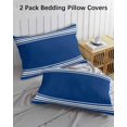 thumbnail image 3 of Blue Striped Pillow Covers King Size 2 Pack, Farmhouse Blue White Stripes Soft Bed Throw Pillowcases Breathable Cooling Long Lumbar Body Pillow Sham Cover for Bed Sofa 20''x36'', 3 of 7