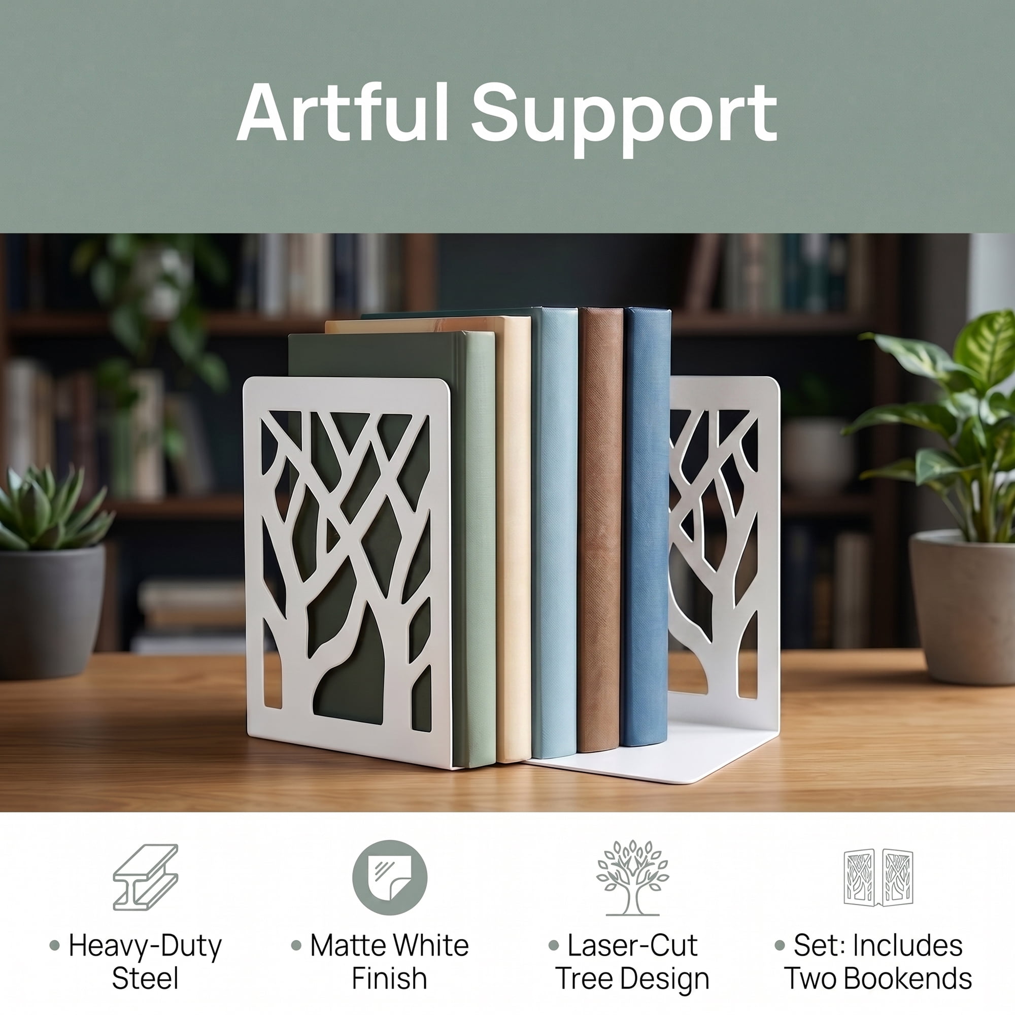Unique Bargains Exquisite Decorative Metal Bookends for Home Office and Library White Style A 4.7"x3.5"x6.9"