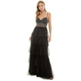 thumbnail image 5 of City Studios Juniors Black Lace-Up-Back Tiered Gown Dress, 5 of 6