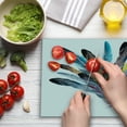 thumbnail image 2 of Floral Cutting Board, Inspirational Bouquet of Types of Colorful Retro Style Quill Pen Feather, Decorative Tempered Glass Cutting and Serving Board, Large Size, Multicolor, by Ambesonne, 2 of 4