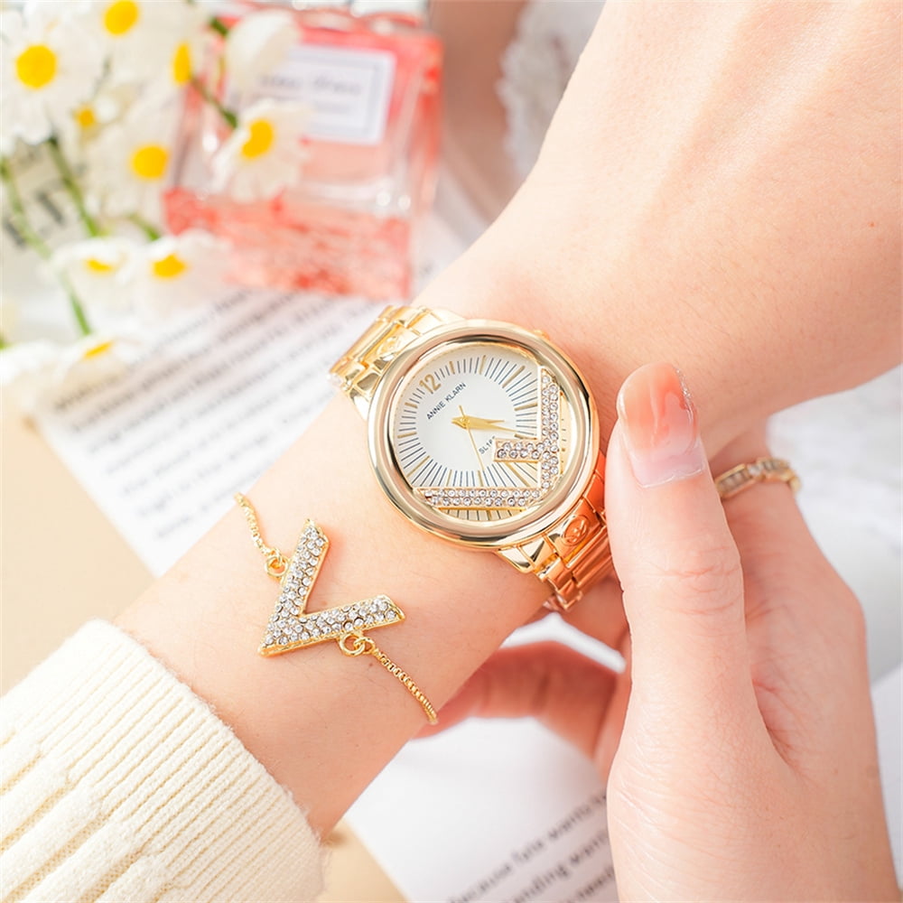 Gold Watches for Women Fashion Ladies Watch with Bracelet Luxury Diamond Quartz Female Wristwatch