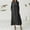Black, variant on WXLWZYWL Women's Cotton Linen Dress Long Sleeve Button Down Casual Waist V Neck Ruffled Maxi Dress with Pocket