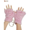thumbnail image 3 of Spencer 1 Pair Women's Cat Paw Gloves Winter Plush Faux Fur Cute Kitten Fingerless Mittens (Gray), 3 of 7