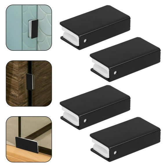 WHAMVOX  4 Pcs Glass Door Hinges Clamps Clips Cabinet for Doors Black