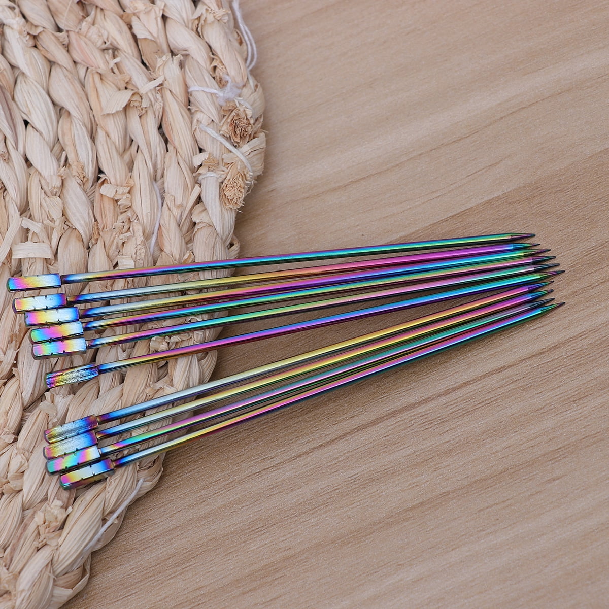 Stainless Steel Fruit Picks for Eating Use Multi Color 10pcs Square Head Cocktail Sticks