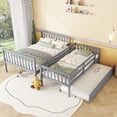 thumbnail image 2 of Bellemave Bunk Bed with Trundle, Twin Over Full Wood Bunk Bed with Twin Size Trundle, Rubber Wood Bunk Bed Frame with Guardrail and Ladder Convertible 3 Bed in 1 Bunk Bed, Gray, 2 of 10