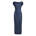 thumbnail image 5 of RFQWOVSR Womens Draped Neck Ruched Maxi Dress Elegant Flowing Silhouette Gown M, 5 of 5