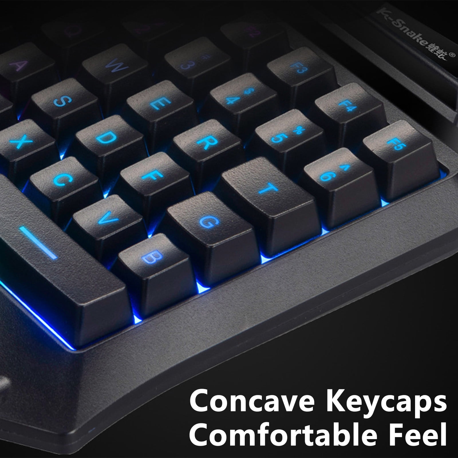 One-Handed Mobile Gaming Keyboard, Ergonomic Tilted Layout, RGB Backlit, Anti-Ghosting, Wired 35-Key, Plug & Play, Portable for Mobile Games