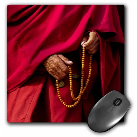 3dRose India, Jammu and Kashmir, Ladakh, Leh, monk holding prayer beads, Mouse Pad, 8 by 8 inches