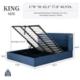 thumbnail image 3 of Zanmintaobo King Lift up Storage Bed with Wingback Headboard,Hydraulic Flannel Upholstered,Metal Frame,No Box Spring Needed,Easy Assembly,Navy Blue, 3 of 5